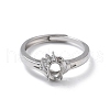 Adjustable Rhodium Plated 925 Sterling Silver Clear Cubic Zirconia Ring Components STER-C011-02P-2