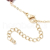 Chakra 304 Stainless Steel & Brass & Natural Green Aventurinee/Garnet/Amethyst/Apatite/Gold Rutilated Quartz/Carnelian/Lapis Lazuli Bead Flower Link Chain Anklets for Women AJEW-AN00692-4
