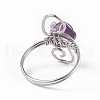 Natural Amethyst Chips with Vortex Finger Ring RJEW-L082-02P-04-4