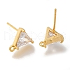 Brass Clear Cubic Zirconia Stud Earrings Finding for Women EJEW-B107-13G-2