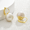 Brass with Plastic Imitation Pearl Round Hoop Earrings EJEW-Q391-04G-01-1