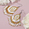 Bohemian Handmade Glass Seed Beads Rhombus Dangle Earrings DI9679-4-2