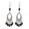 Halloween Skull Dyed Synthetic Turquoise & Alloy Dangle Earrings EJEW-JE05890-01-1