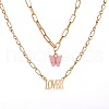 Acrylic Butterfly with Alloy Word Love Pendant Double Layer Necklaces for Women WG9E726-03-2