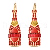 Zinc Alloy Enamel Hoop Earrings EJEW-Z088-01G-4