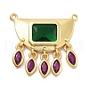 Rack Plating Brass Micro Pave Cubic Zirconia & Glass Pendants  KK-Z071-66G-02-1