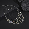 Alloy & Resin Round Beaded Multilayer Necklace & Dangle Earring Sets FS-WG2F3F6-03-1