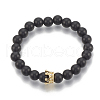 Synthetic Lava Rock Stretch Bracelets ZIRC-T006-24G-02-1