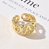 Brass Micro Pave Clear Cubic Zirconia Ooen Cuff Rings for Women RJEW-K289-02G-4