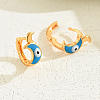 Fashionable Moon with Evil Eye Stainless Steel Hoop Earrings YU6083-2