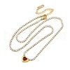 304 Stainless Steel Red & Clear Cubic Zirconia Heart Pendant Necklaces for Women NJEW-Z044-15G-01-4