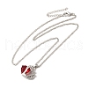 Resin Heart Pendant Necklace with Singapore Chains NJEW-C003-01D-2