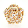 Brass Micro Pave Clear Cubic Zirconia Cuff Rings for Women KK-T074-06G-2