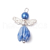 Opaque Resin Flower Rose Beads with Glass Pearl Round Bead and Tibetan Style Alloy Fairy Wing Beads and Brass Ball Head pins Pendants PALLOY-JF03594-02-2