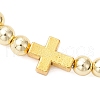 3Pcs Electroplate Non-magnetic Synthetic Hematite Round Beads Stretch Bracelets for Women BJEW-JB11943-4