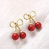 Cherry Brass ABS Plastic Pearl Stud Earrings EJEW-U062-03G-02-1