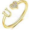 Adjustable Brass Rhinestone Cuff Rings FS-WG29D83-43-1