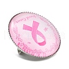 Breast Cancer Awareness Ribbon Glass Brooches JEWB-L019-01K-2