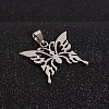 Tarnish Resistant 201 Stainless Steel Butterfly Pendants STAS-I032-191C-2
