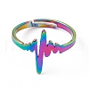 Ion Plating(IP) 201 Stainless Steel Heart Beat Adjustable Ring for Women RJEW-K238-02M-1