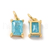 Real 18K Gold Plated Brass Micro Pave Cubic Zirconia Pendants X-KK-M243-08G-04-2