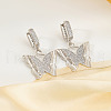 Fashionable Brass Clear Cubic Zirconia Butterfly Hoop Earrings SZ8997-1-2