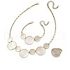 Flat Round Alloy Enamel Pendant Necklaces & Stud Earrings & Rings & Link Bracelets Sets FS-WG42433-01-3