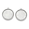 Tibetan Style Carved Rose Alloy Flat Round with Rose Pendant Cabochon Settings TIBEP-Q045-024AS-RS-2