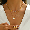 Elegant Stainless Steel Shell Double-layer Necklaces & Stud Earring Set OU9381-3