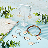 8Pcs 8 Style Flat Round with Flower Wood Charms Locking Stitch Marker HJEW-WH0042-32-5