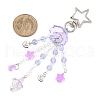 Flower Glass & Plastic Pearl & Alloy Pendant Decorations HJEW-JM03435-3