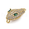 Brass Clear & Green Cubic Zirconia Connector Charms KK-P289-11G-2