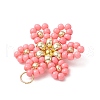 Glass Seed Beaded Flower Pendants PALLOY-MZ00712-01-4