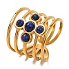 Cross Natural Lapis Lazuli Finger Rings RJEW-Q822-41G-01-1