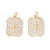 Rack Plating Brass Micro Pave Clear Cubic Zirconia Pendants ZIRC-I057-22G-1