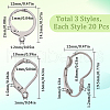 SUNNYCLUE 60Pcs 3 Styles 304 Stainless Steel Leverback Earring Findings STAS-SC0008-14-2