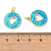 Rack Plating Brass Pave Synthetic Opal Hollow Heart Pendants KK-P268-04G-3