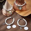 CHGCRAFT 6Pcs 304 Stainless Steel Flat Round Sublimation Blank Tag Charm Bracelets with Glass Pearl Beaded BJEW-CA0001-06-4