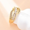Brass Micro Pave Clear Cubic Zirconia Rings for Women RJEW-U047-22G-1