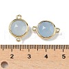 Brass Pave Dyed Natural White Jade Faceted Flat Round Connector Charms G-U028-04G-10-3
