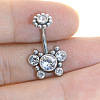 Stainless Steel Cluster Clear Cubic Zirconia 15 Gauge Belly Button Rings WG1C102-04-1