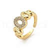 Oval Brass Micro Pave Clear Cubic Zirconia Cuff Rings for Women RJEW-S622-09G-3