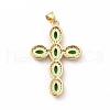 Rack Plating Brass Cubic Zirconia Pendants KK-G456-25G-04-2