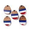 Independence Day Opaque Striped Resin & Walnut Wood Pendants RESI-U010-01C-1