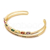 Brass Pave Colorful Cubic Zirconia 2-Strand Open Cuff Bangles for Women BJEW-S147-34G-C-2