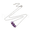 Natural Amethyst Chip Pendant Necklaces NJEW-JN05097-03-3