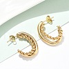 304 Stainless Steel Twist C-Shaped Stud Earrings EJEW-Z098-17G-3