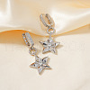 Minimalist Brass Clear Cubic Zirconia Star Hoop Earrings GV3935-2-1