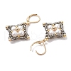 Glass Seed Beads Rhombus Leverback Earrings EJEW-MZ00346-02-4