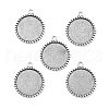 Tibetan Style Antique Silver Alloy Flat Round Pendant Cabochon Settings X-TIBEP-M022-38AS-1